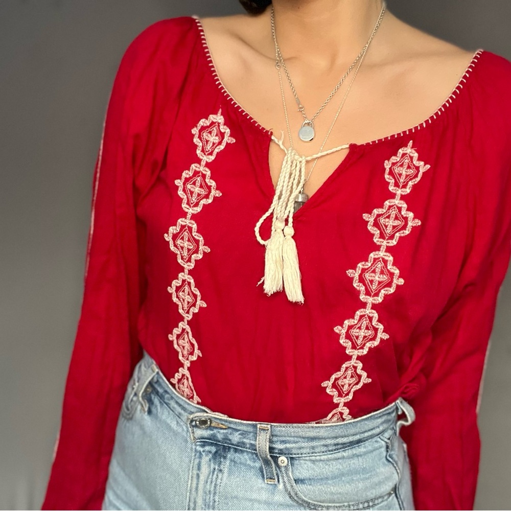 Peasant Blouse en rouge